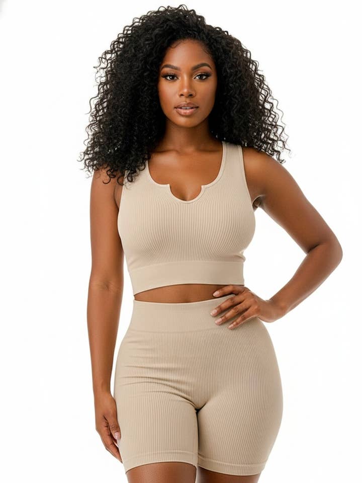 Conjunto Deportivo de 2 Piezas con Cuello en V Dividido Sin Costuras para venta al por mayor de To Star