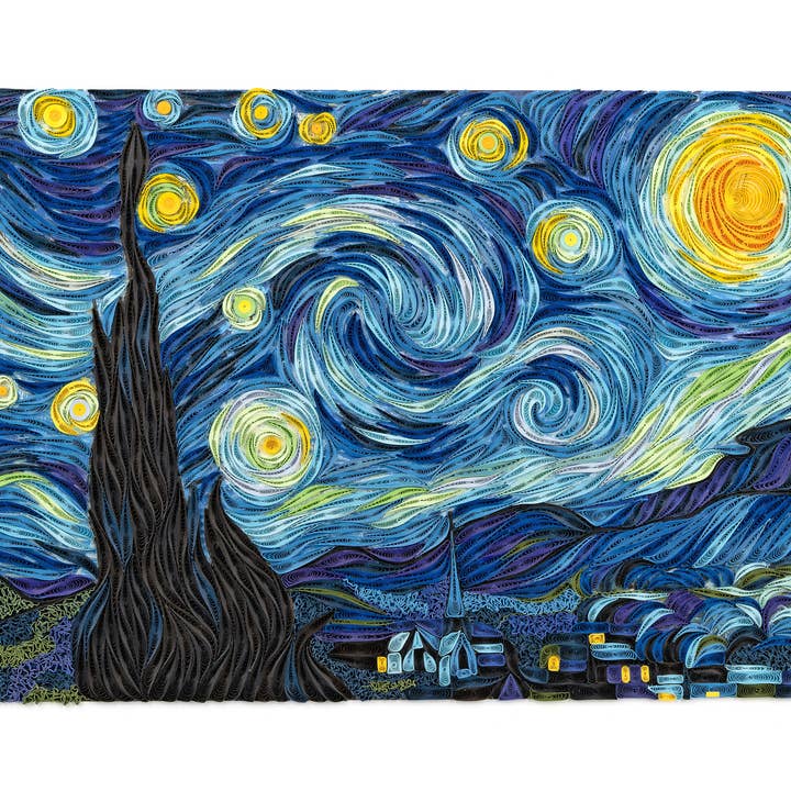 Quilling Card - Wholesale Art Print - Quilled Starry Night, Van Gogh Wall Art (15 in. X 11in)