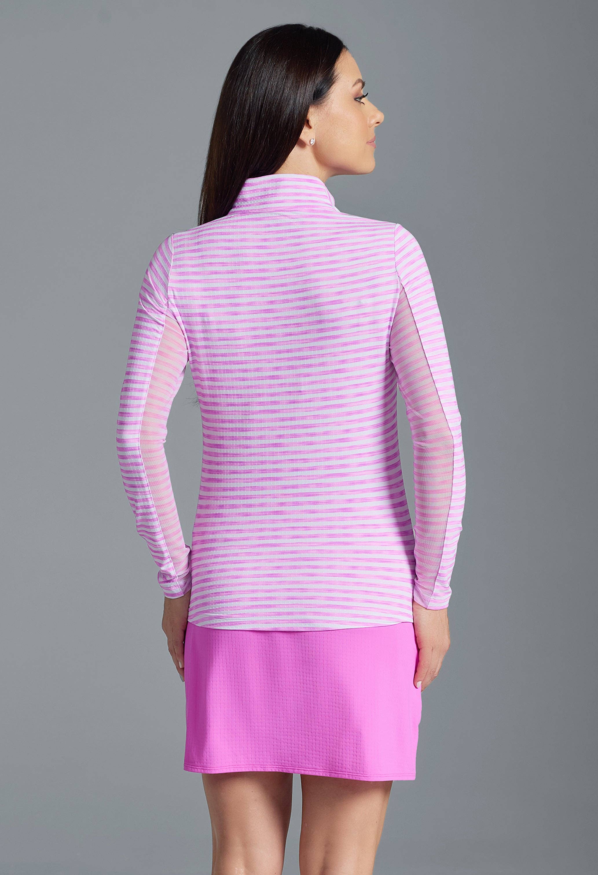 IBKÜL - Wholesale Athletic Top - Women's - Landon Stripe II  Print Long Sleeve Mock Neck Top – 1016423