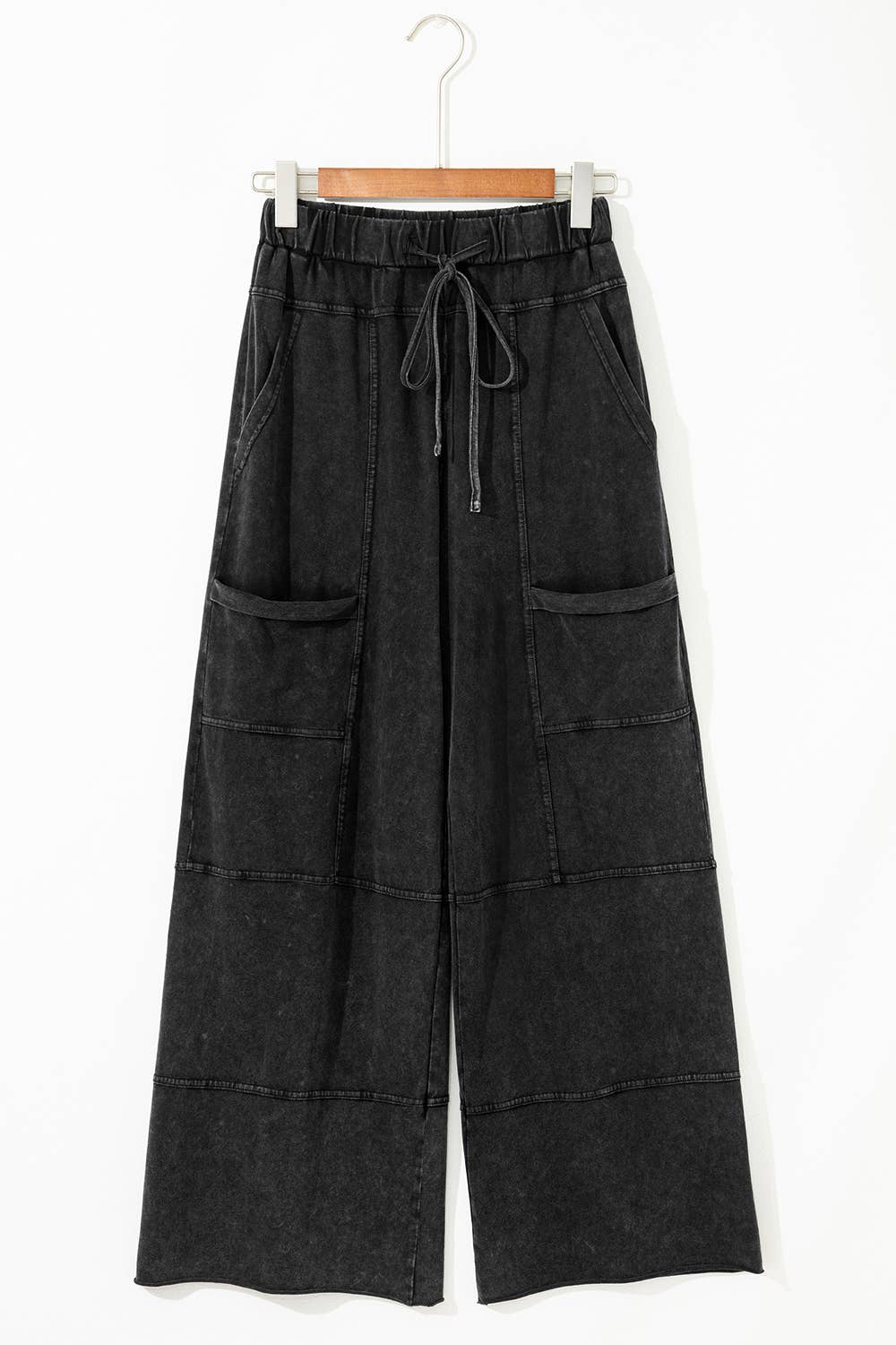 LA Society - Wholesale Pants - Women's - Mineral Wash Drawstring High Waist Cargo Wide Leg Pants9