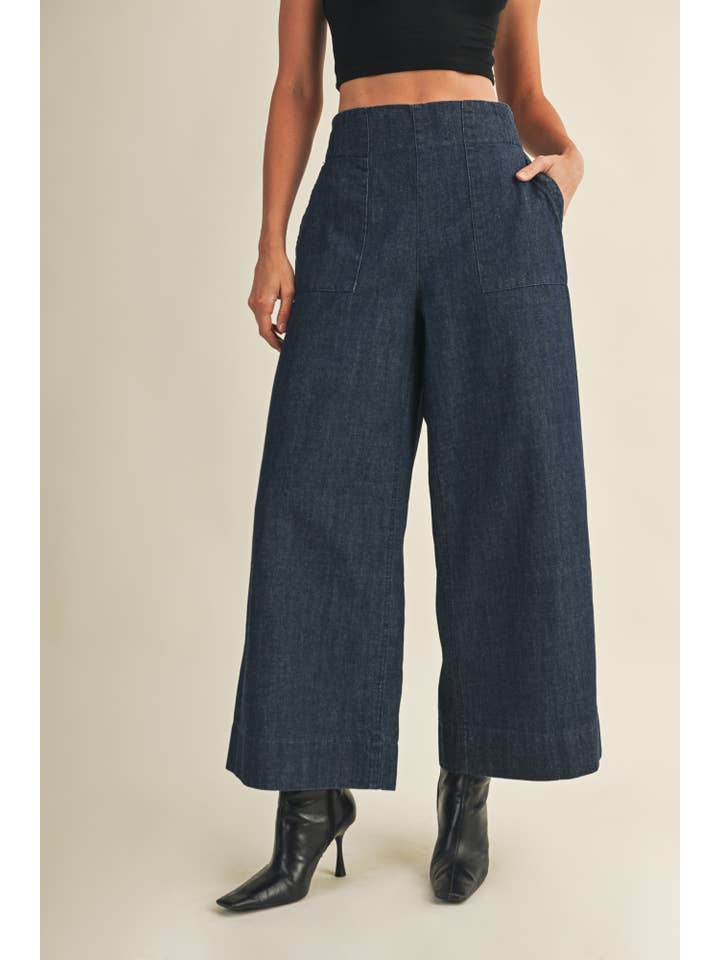 INDIGO BACK BANDING DENIM PANTS for wholesale on Faire1