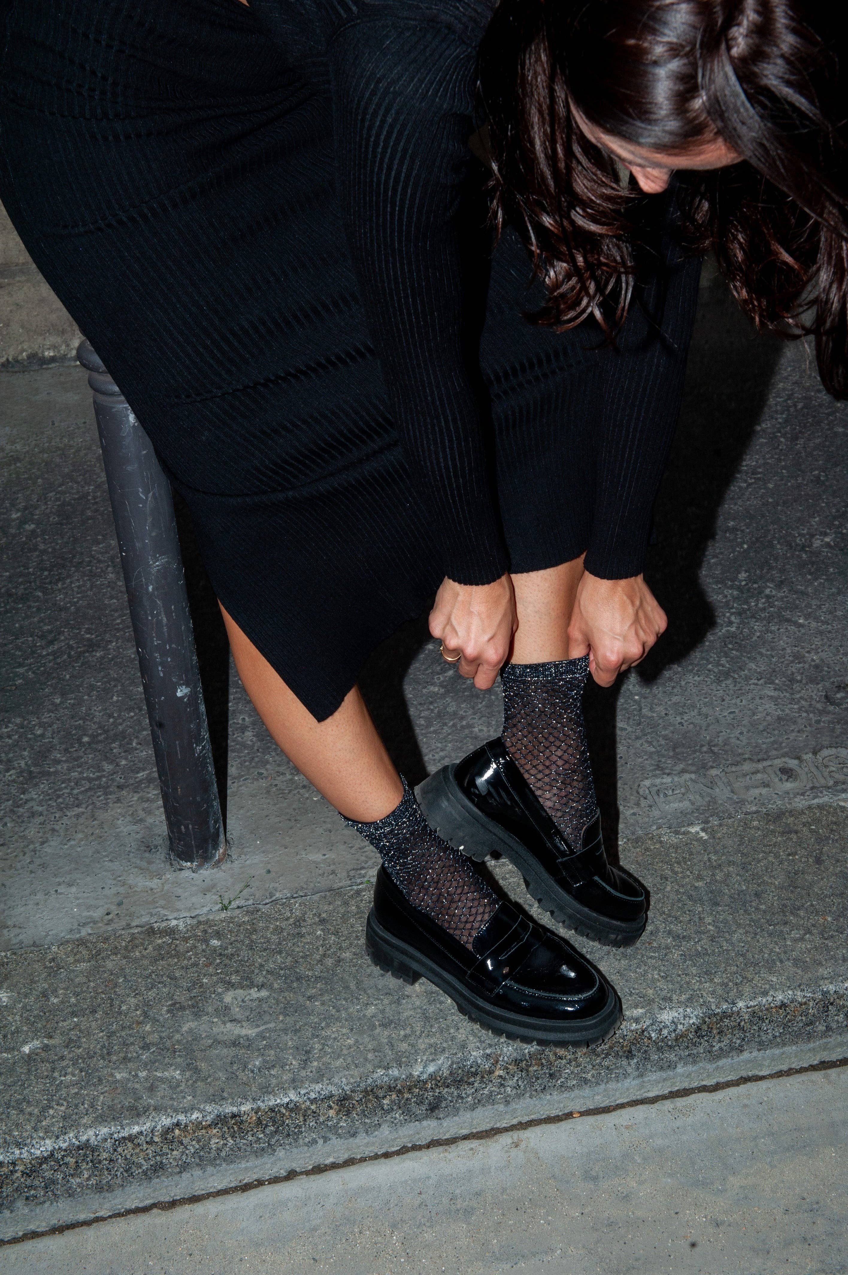 NERO Calzini alla caviglia in rete lurex in vendita all'ingrosso su Faire2