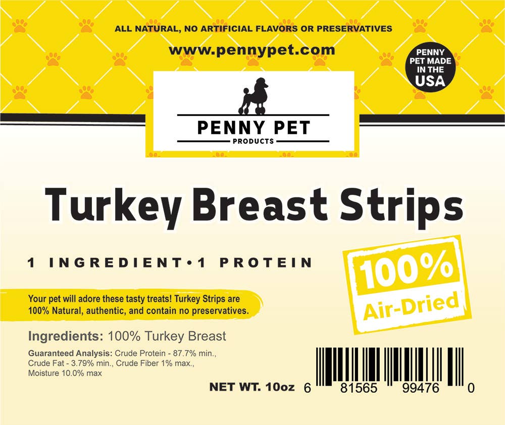 NV Pets/Penny Pet Products - Wholesale Pet Treats - Dog - Penny Pet Turkey Strips - 100% pure ground Turkey - 1 pound1