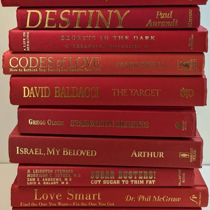 CR-71 Books - Wholesale Display Book - Red books with gold titles by the foot for decor1