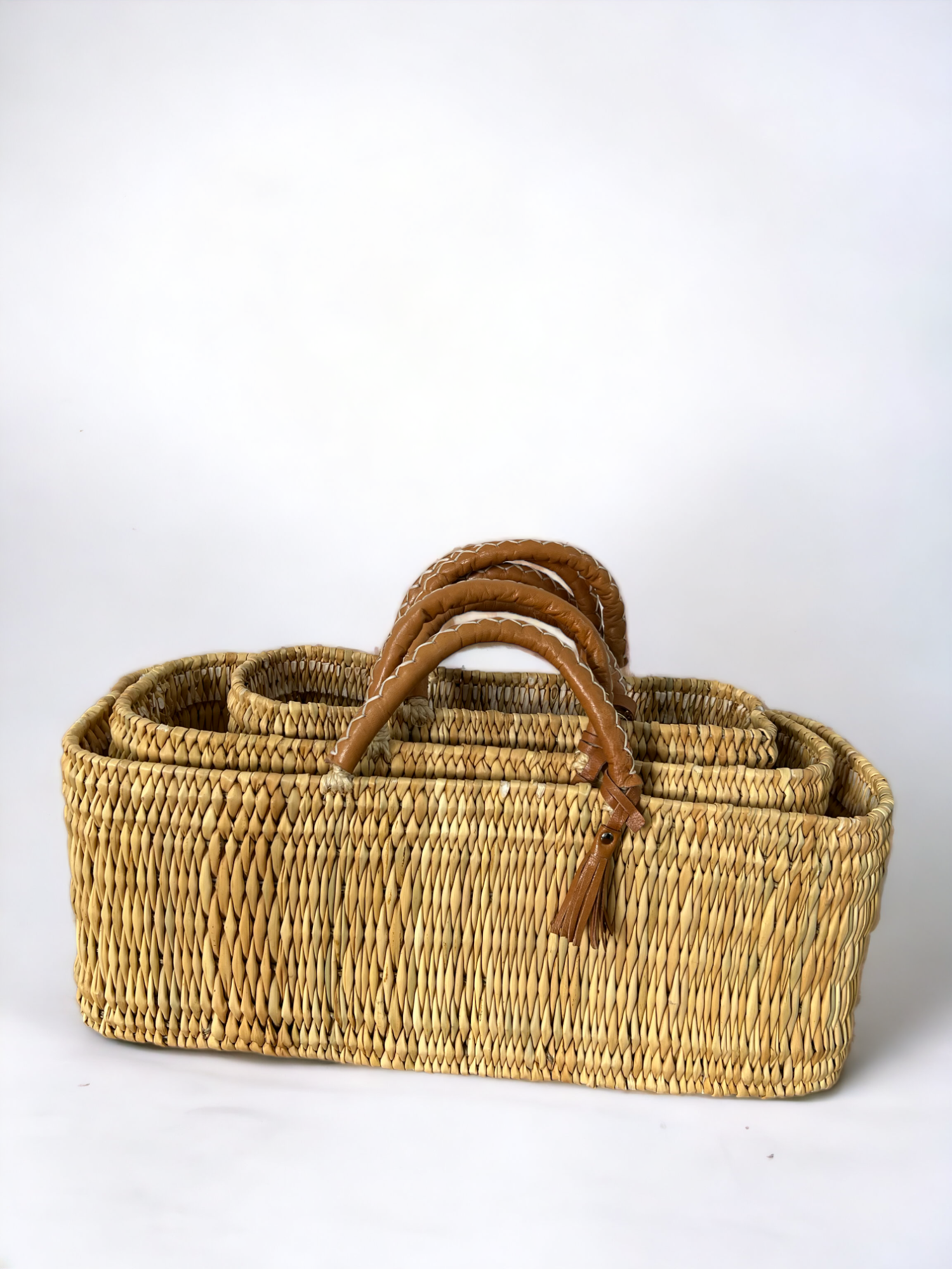 HandmadeBestSeller - Wholesale Mand - Rieten opbergmanden - leren handgrepen in 2 kleuren5