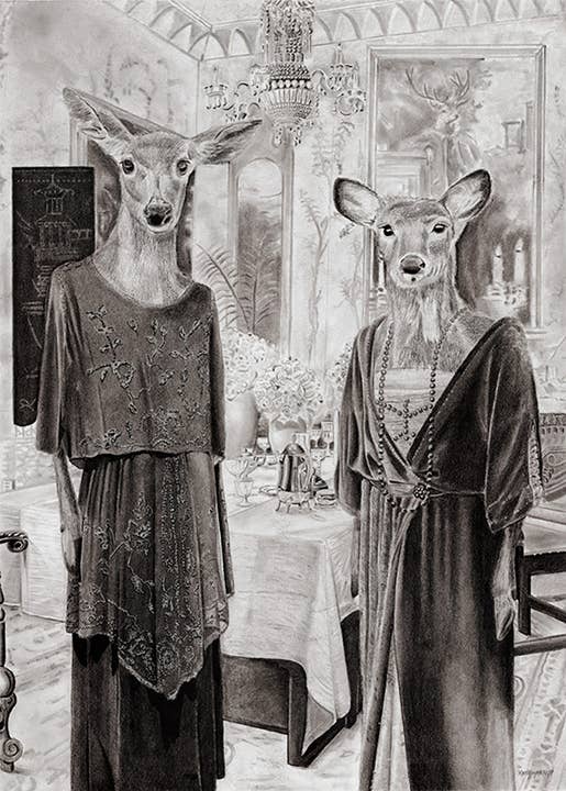 Keith Harrop - Pencil Art - Wholesale Ansichtkaartset - 10 verschillende ansichtkaarten. Set #3 Victoriaanse vintage dierenkunst9