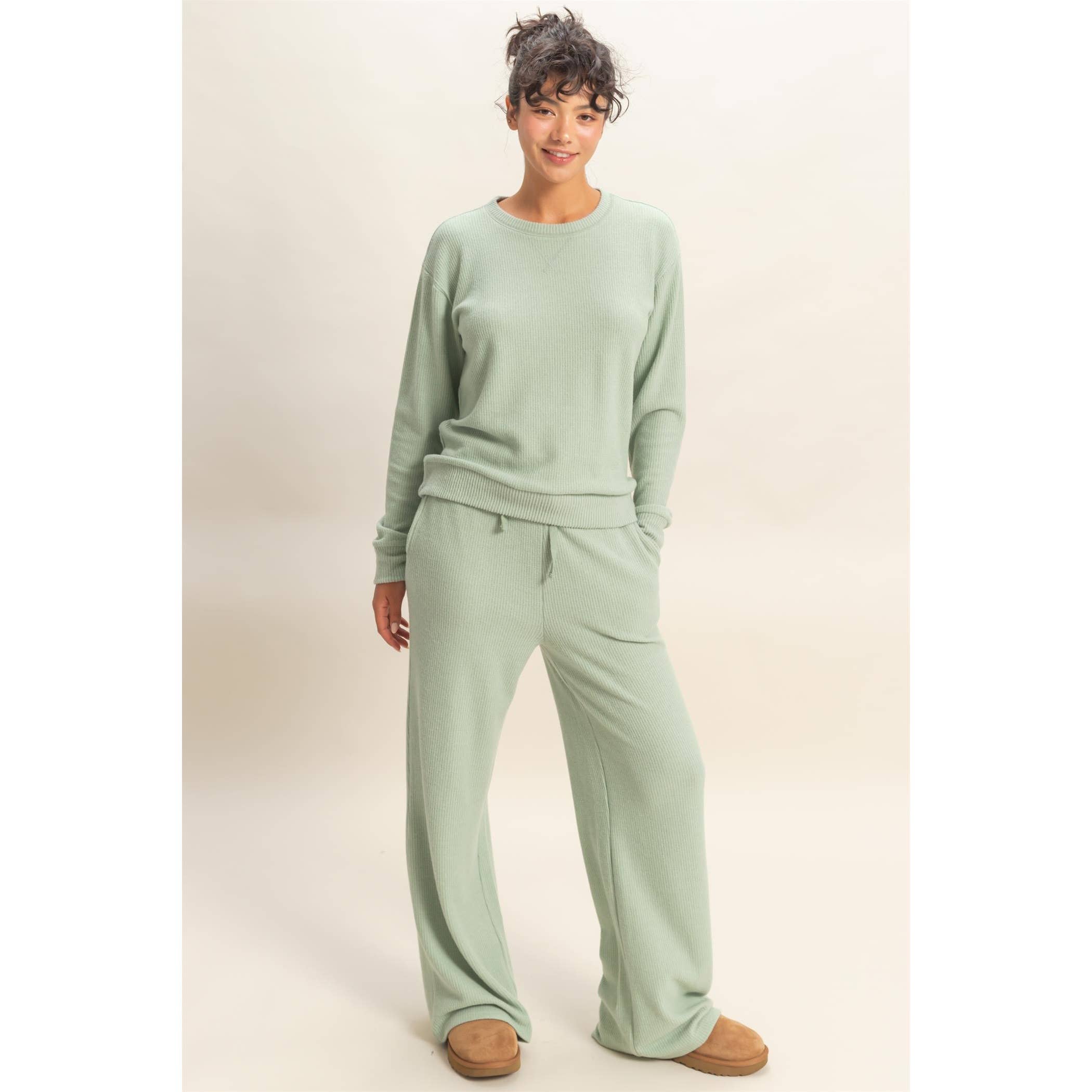 Double Zero - Wholesale Knit Top - Women's - Brushed Waffle Crew Neck Long Sleeve Top22