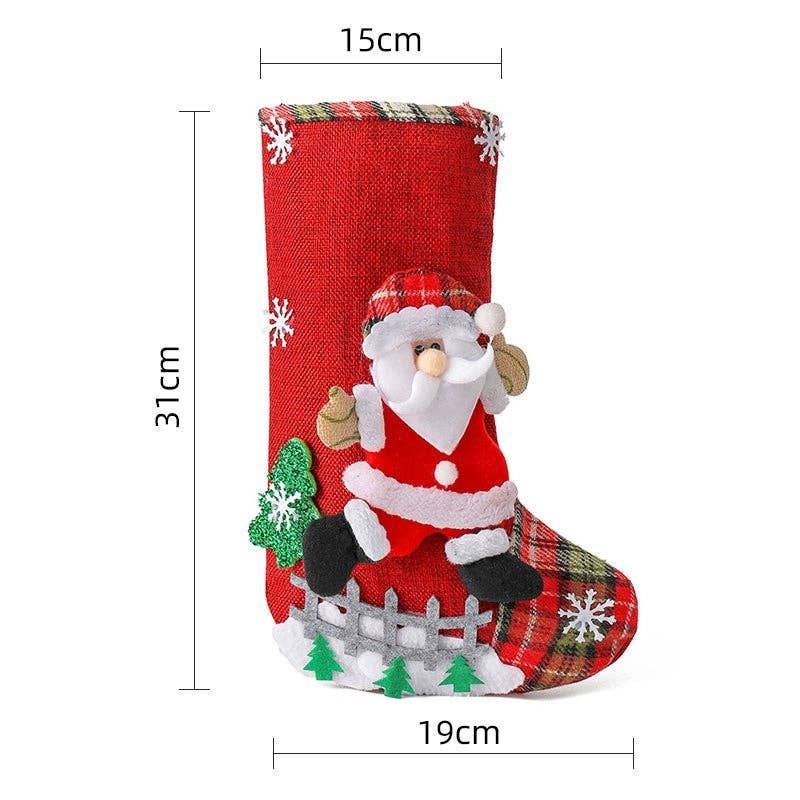 FurDecoration – wholesale Holiday Stocking – Large Christmas Stocking Made Of Burlap Fence0