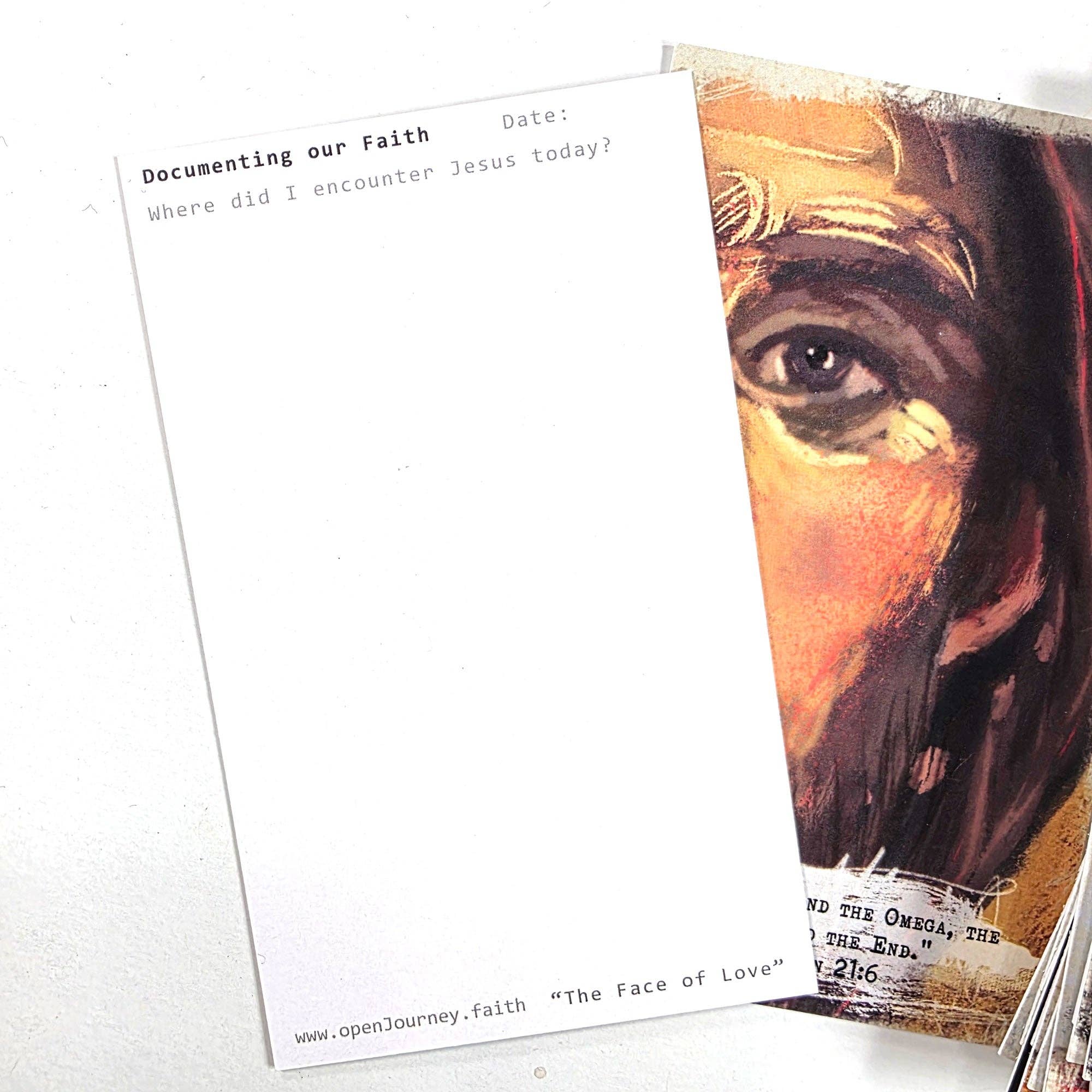 Open Journey - Wholesale Religious Card - The Face of Love - set of 45 Bible Journaling Cards with prompts and Bible verses7