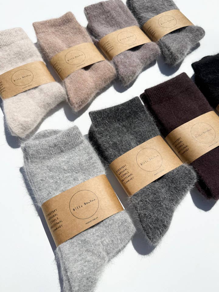 Billy Bamboo - Wholesale Socks - Women's - FLUFFY ANGORA SOCKS - NEUTRAL