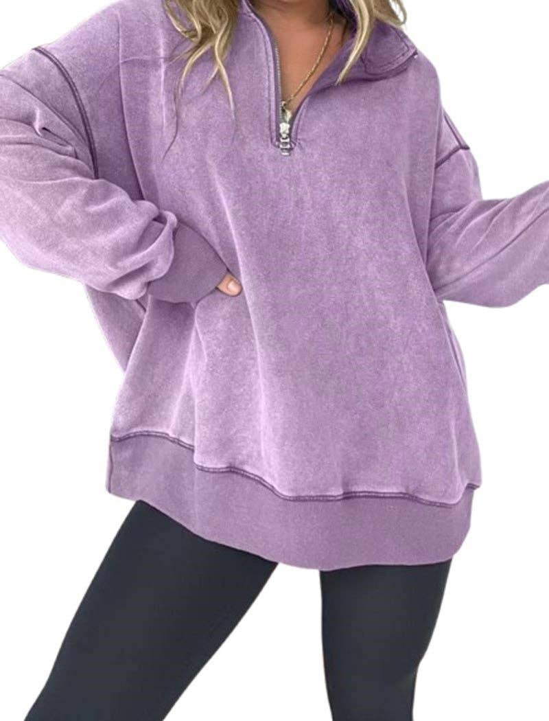 safistyle – Großhandel Sweatshirt – Damen – Locker geschnittenes Halbzip-Oberteil8