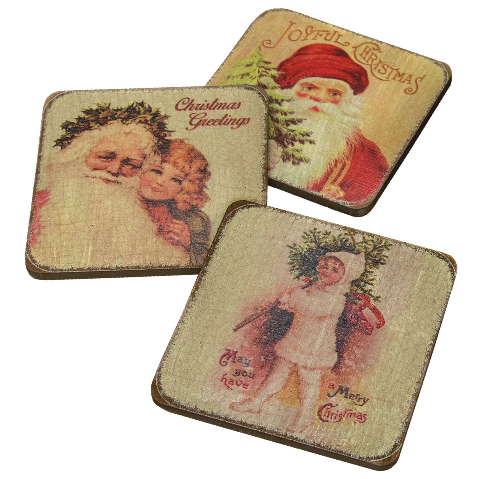 The Hearthside Collection - Wholesale Coasters - 4/Set, Vintage Christmas Coasters2