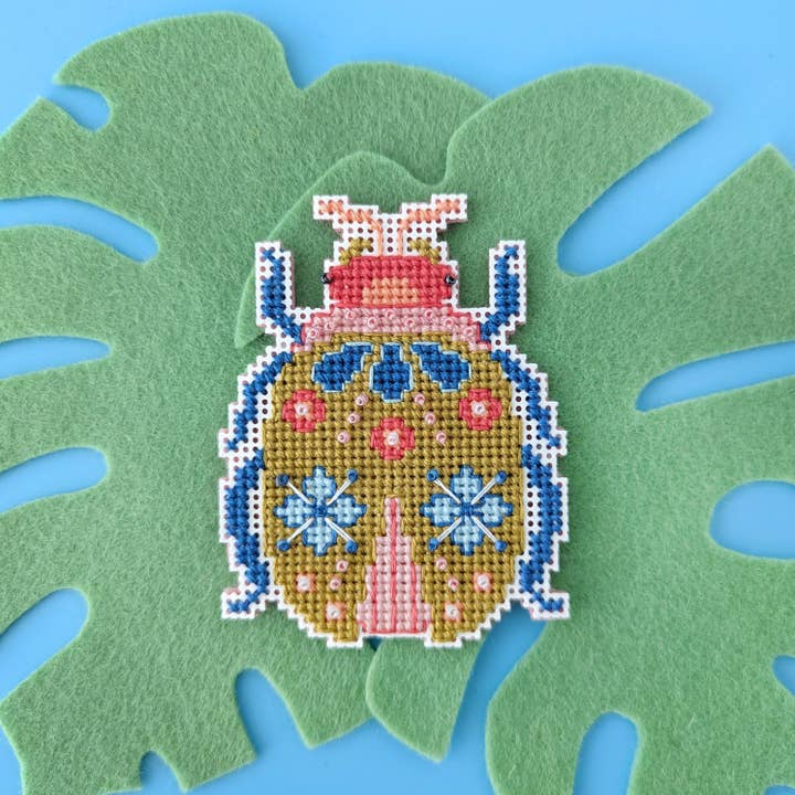 Benzie Design - Wholesale Embroidery/Cross Stitch Supplies - Blooming Bugs Beetle Cross Stitch Kit