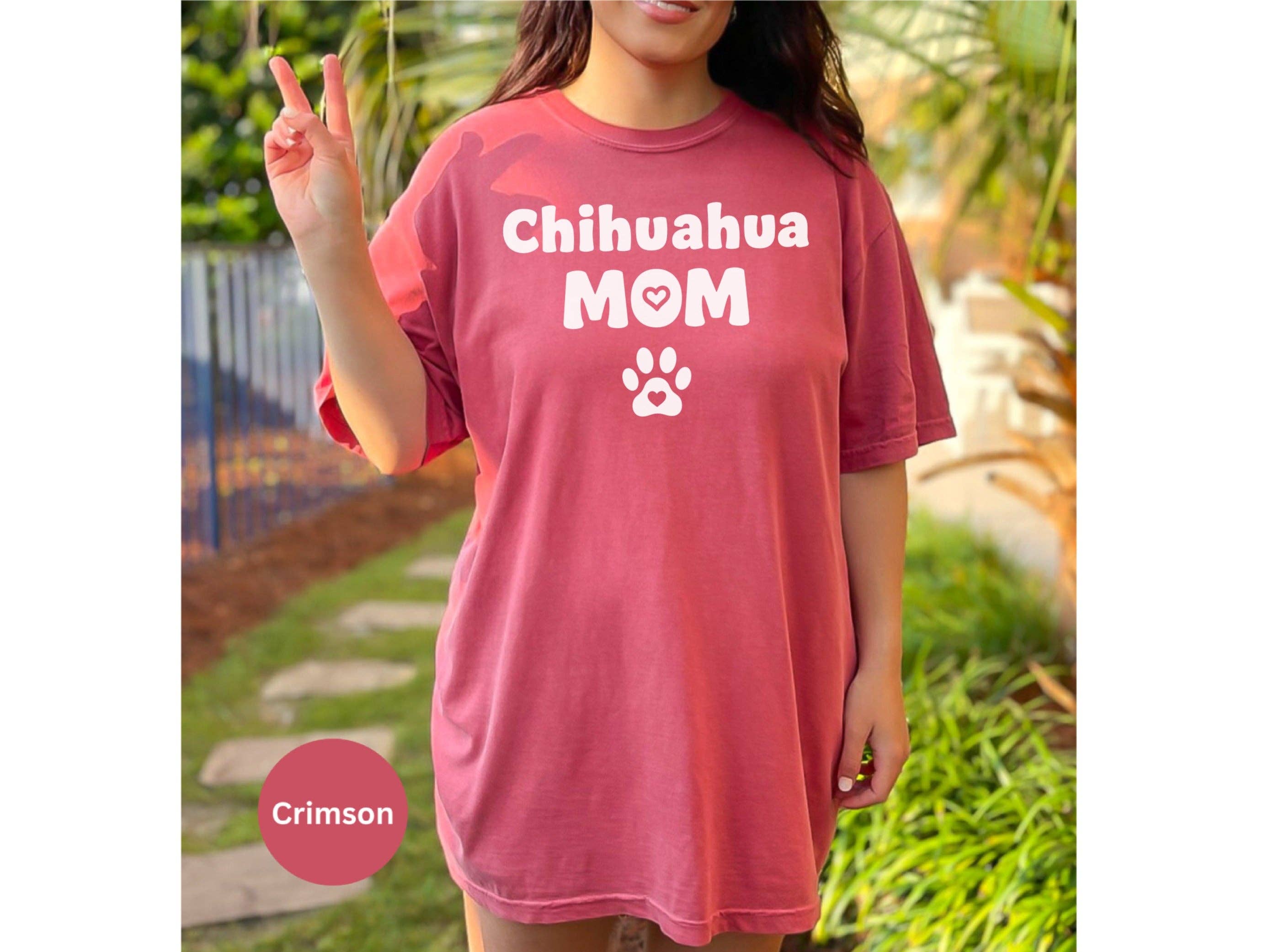 Graphic Galore - Wholesale Screen Printed T-Shirt - Women's - Chihuahua Mom T-Shirt, Dog Mom, Pet Lover Tee, Cute Heart Paw Print Design, Gift for Dog Owners, Animal Lover Shirt4