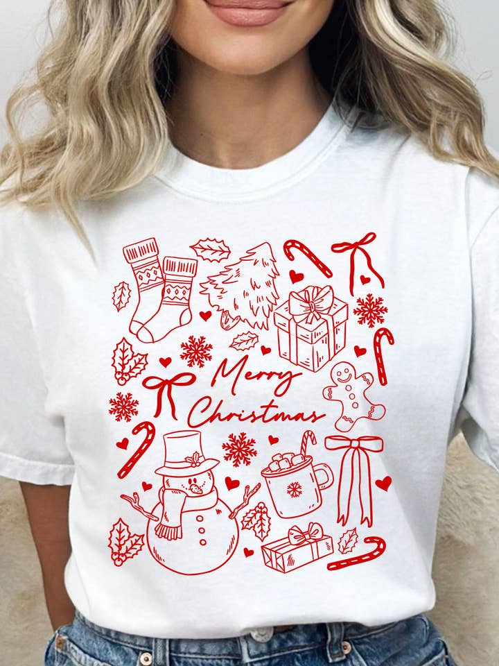 Kissed Apparel - Wholesale Screen Printed T-Shirt - Women's - Merry Christmas Holiday Comfort Colors Tee 7