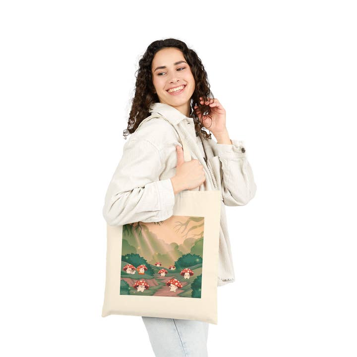 Laney's Castle - Wholesale Tote Bag - Unisex - Mushroom Party Canvas Tote Bag – Cottagecore Fall Design6