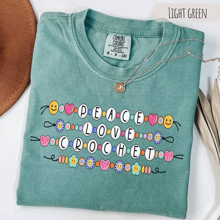 Peace Love Crochet Tee, Friendship Bracelet Sweater for wholesale by Glaime