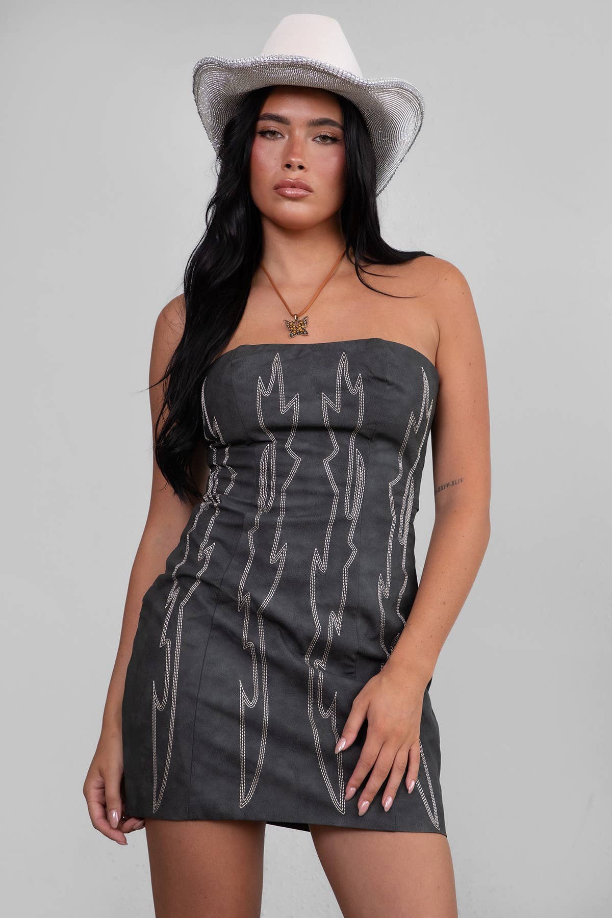 TICTOC - Wholesale Dress - Women's - ARIZONA  Embroidered Western Strapless Bodycon Mini Dress13