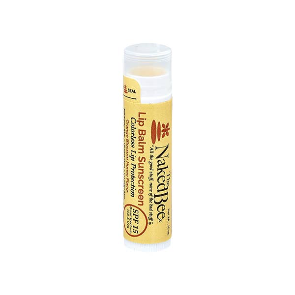 SPF 15 Orange Blossom Honey Colorless Lip Balm for wholesale by The Naked Bee