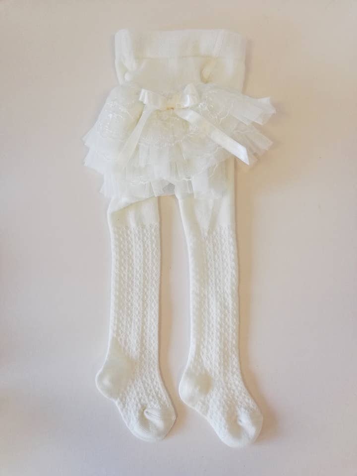 Collants à volants en coton pour enfants avec dentelle et nœud pour enfants-5237 pour la vente par BEAU KiD