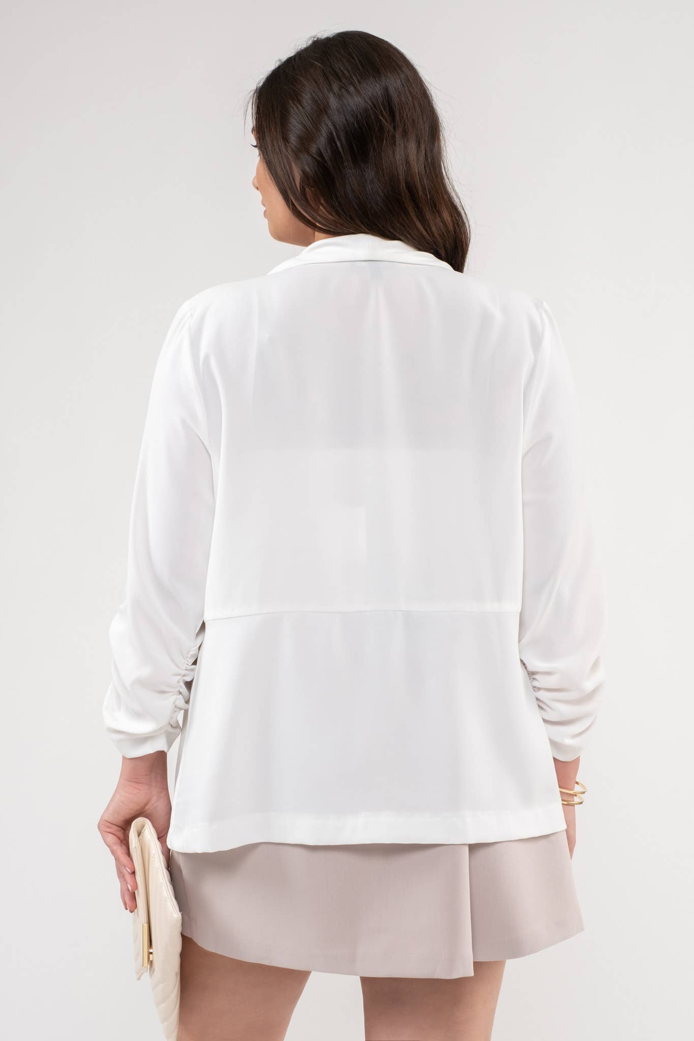 Blu Pepper – Engroshandel Blazer - Dame – Plus size blazer med 3/4 ærmer og rynkede detaljer19