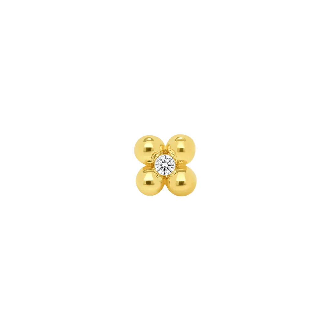 Piercing-zone - Wholesale Single Earring - Four Beads With Gem – 14K/18K Gold Threadless End1