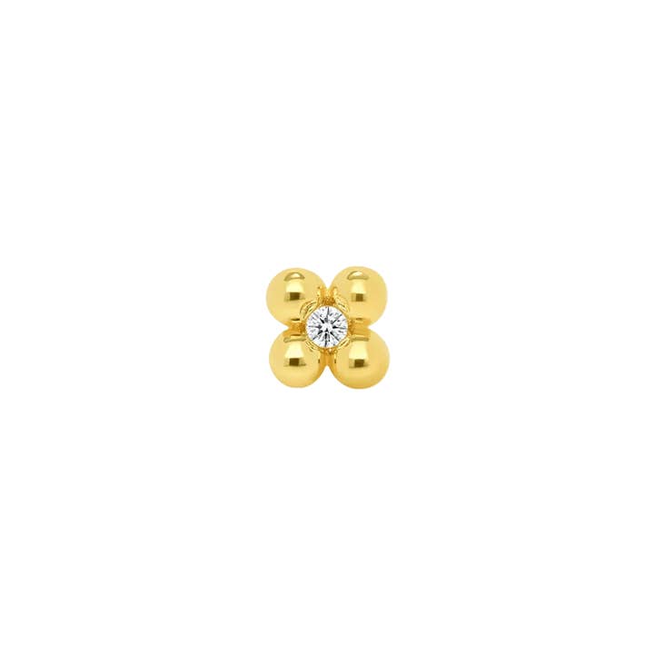 Piercing-zone - Wholesale Single Earring - Four Beads With Gem – 14K/18K Gold Threadless End1