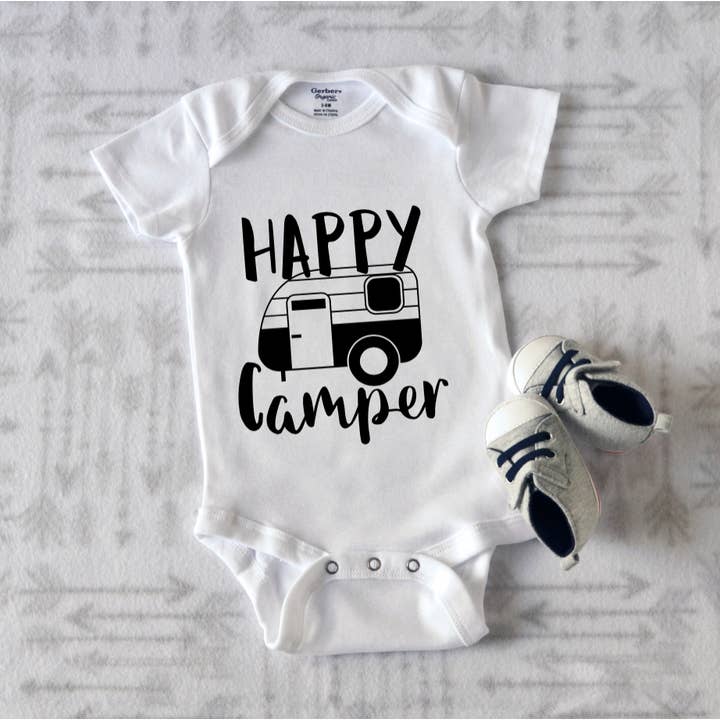 Bump Bump Baby Co - Wholesale Bodysuit (Non-Footed) - Baby - Happy Camper Baby Bodysuit Camping Themed baby outfit