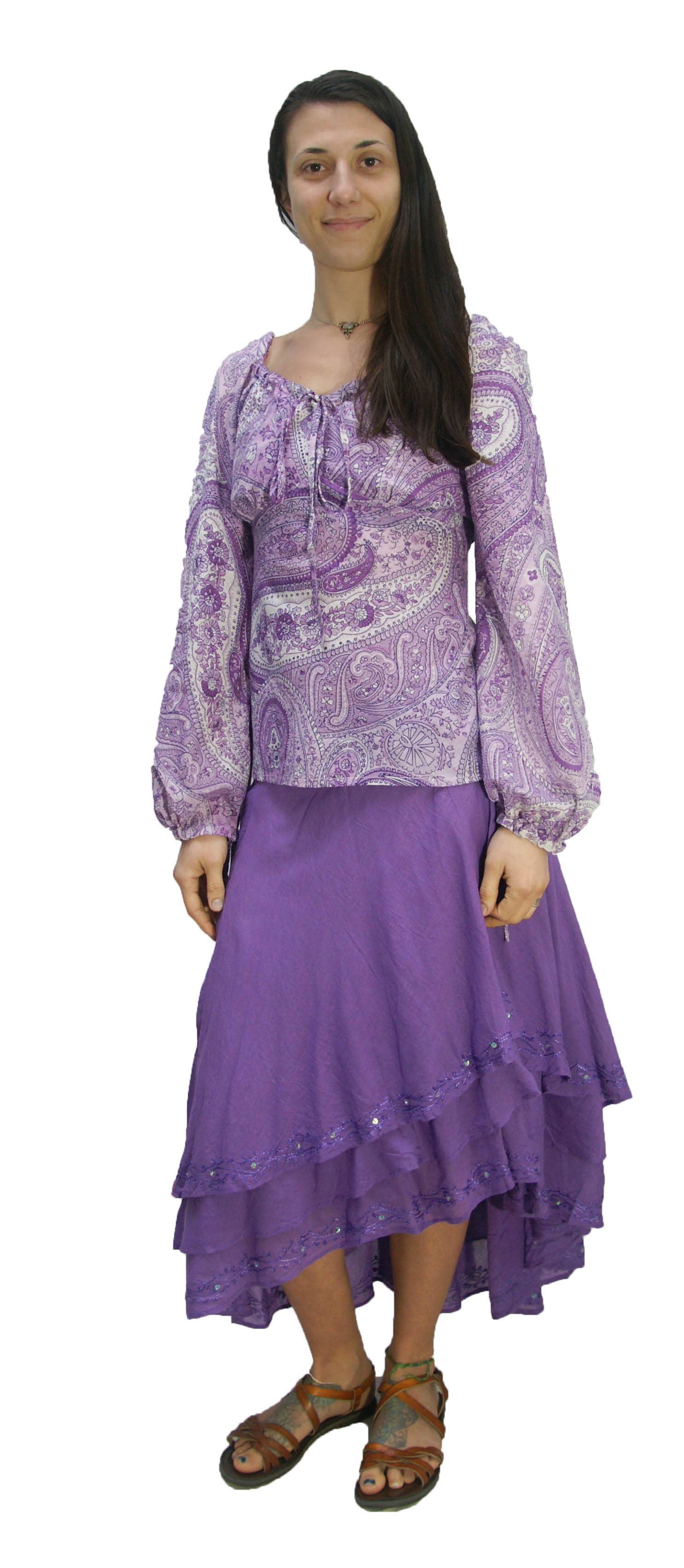 KASHI INC - Wholesale Blouse - Women's - Long Sleeve Paisley Peasant Cotton Blouse Drawstring on neck3