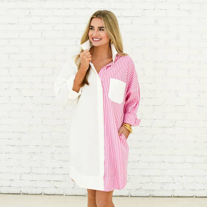 Stacey Stripe Contrast Dress for wholesale by Caryn Lawn