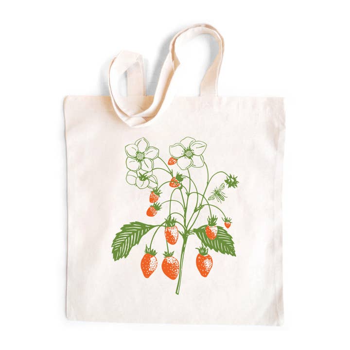 Strawberry Flower Tote Bag for wholesale by Little Lark