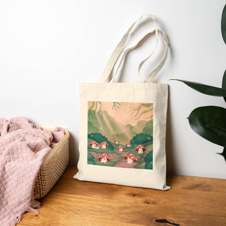 Laney's Castle - Wholesale Tote Bag - Unisex - Mushroom Party Canvas Tote Bag – Cottagecore Fall Design4