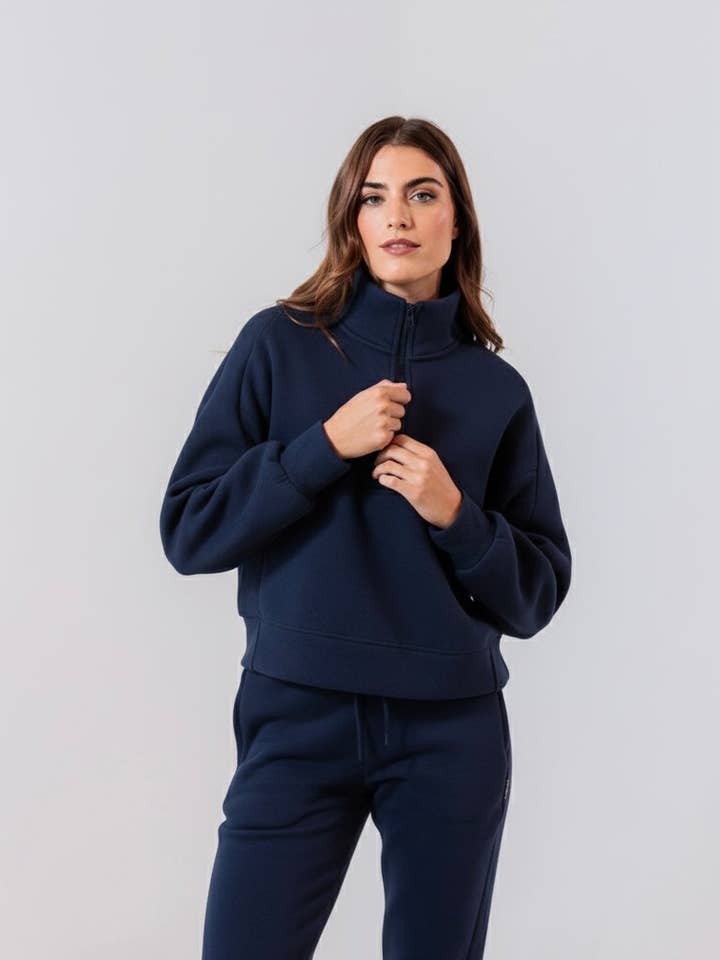Après 1/4 Zip Pullover— Navy for wholesale by Après Actif