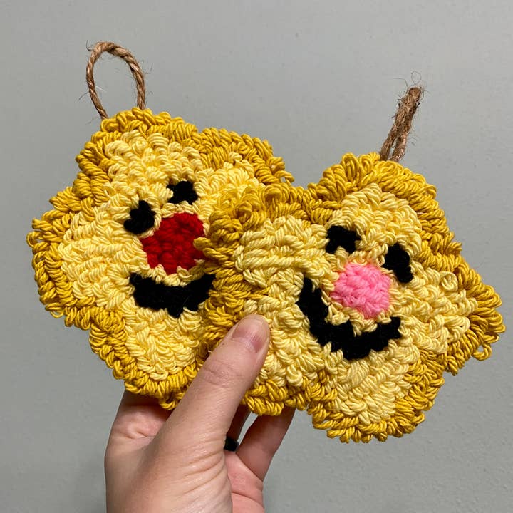 Rug Ornaments | Handmade Wall-Hanging Rugs | Needle Punch Fiber Art for wholesale by Hijinx Mixed Media