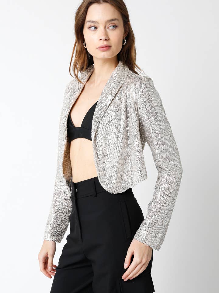 Mini Blazer di Paillettes Courtney per la vendita all'ingrosso da parte di Olivaceous