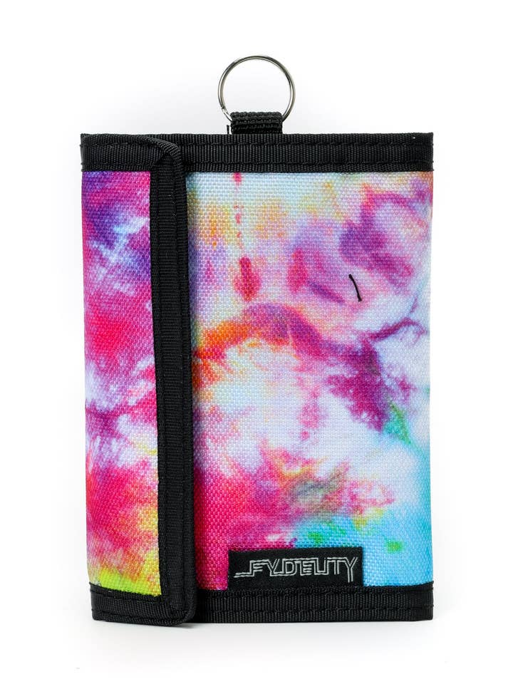 80744: 80's Wallet | RFID Blocking | Recycled RPET | Tie-Dye Splash for wholesale by Fydelity