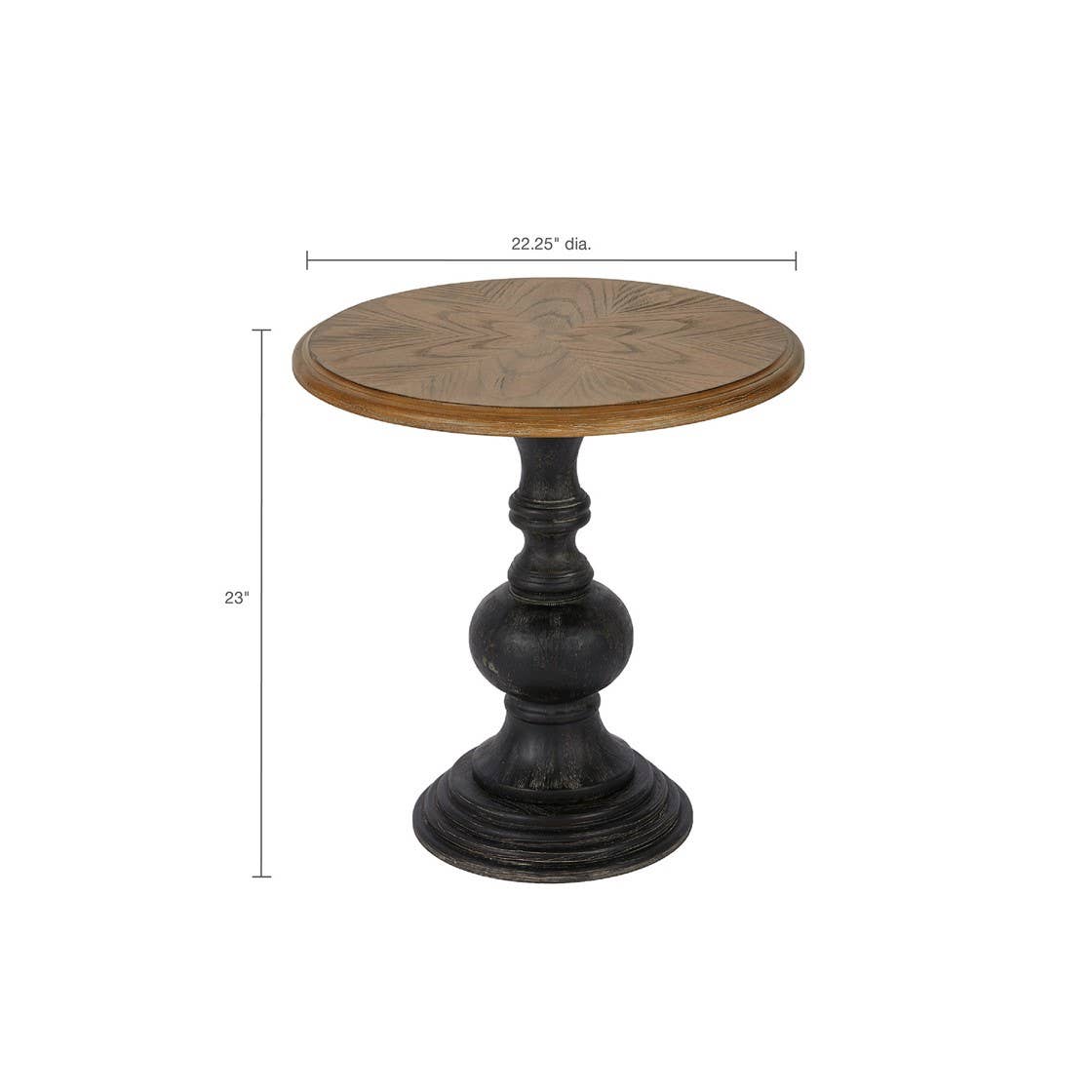 Olliix - Wholesale Side Table - Hand Carved Base Reclaimed Round Accent Table, Black1