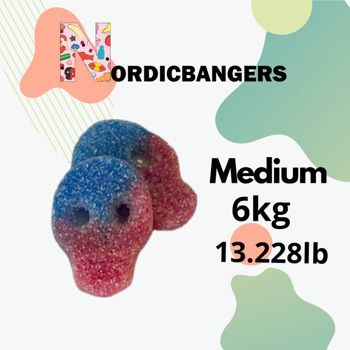 Nordicbangers - Swedish Candy Supply - Wholesale Gummy - Veggie Fizzy Skulls 2kg/4.4 Lbs - Swedish Candy Pick And Mix2