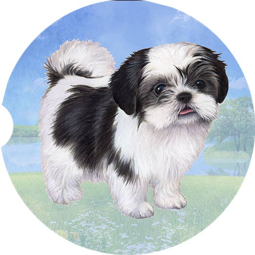 Shih Tzu, sous-verre pour chiot noir et blanc pour la vente par E&S Pets
