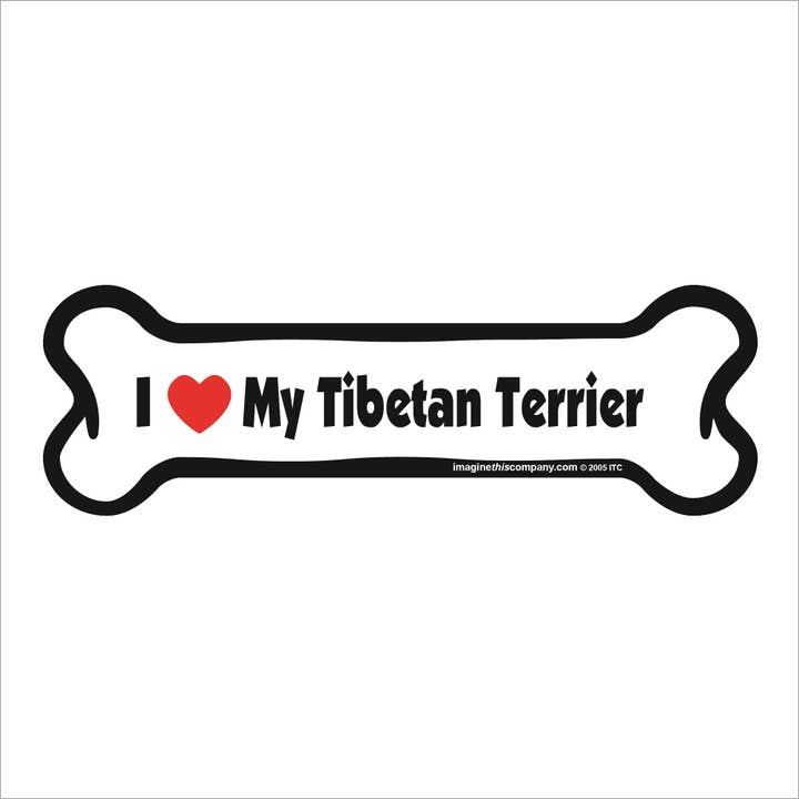 Ik hou van mijn Tibetaanse terriër - Bone Car Magnet voor wholesale door Imagine This Company