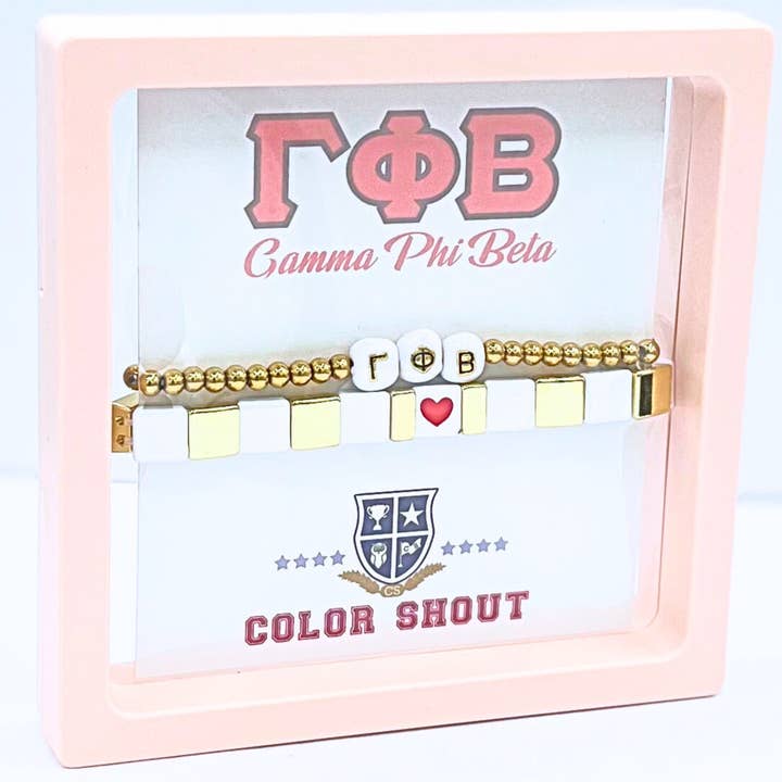Color Shout - Wholesale Jewelry Set - I Love Gamma Phi Beta Bracelet Stack