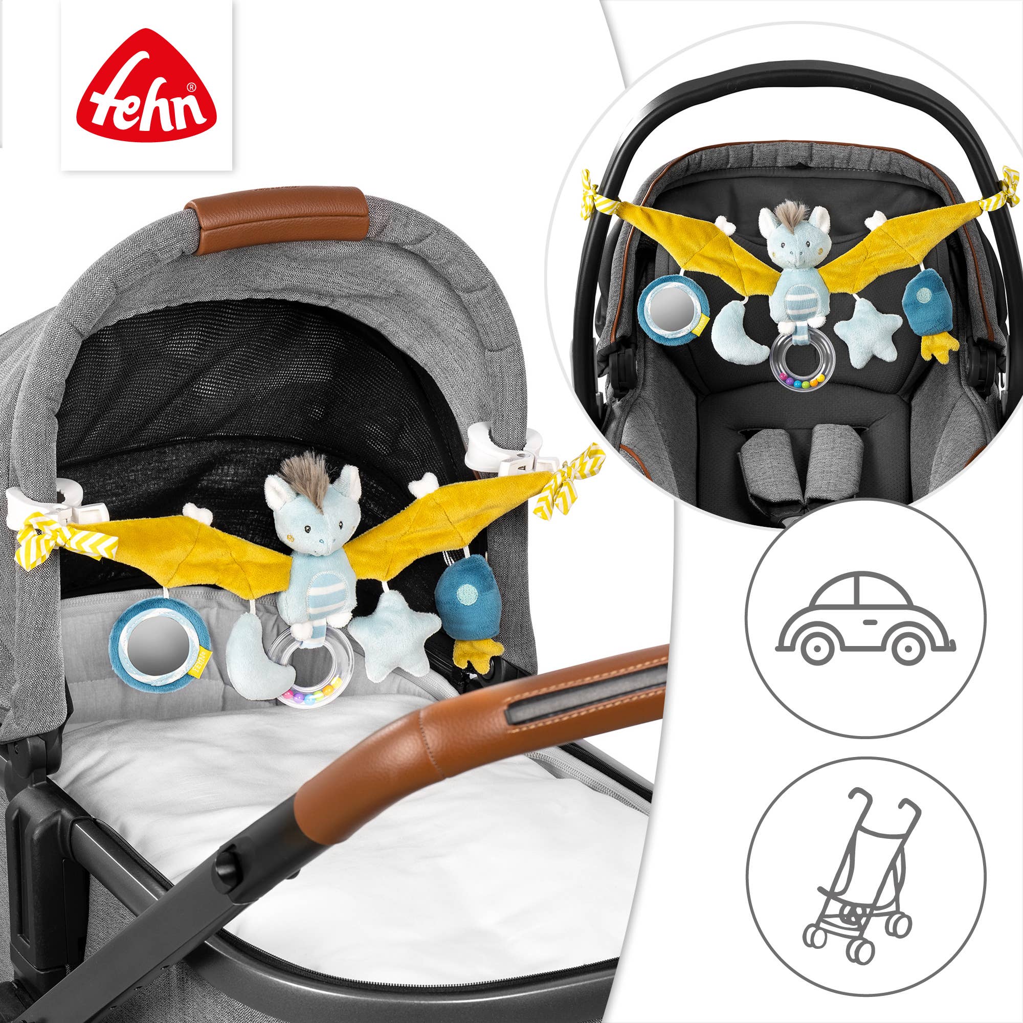Fehn – Großhandel Hängerassel – Baby – Kinderwagenkette Fledermaus - Mobile-Kette zum Aufhängen3