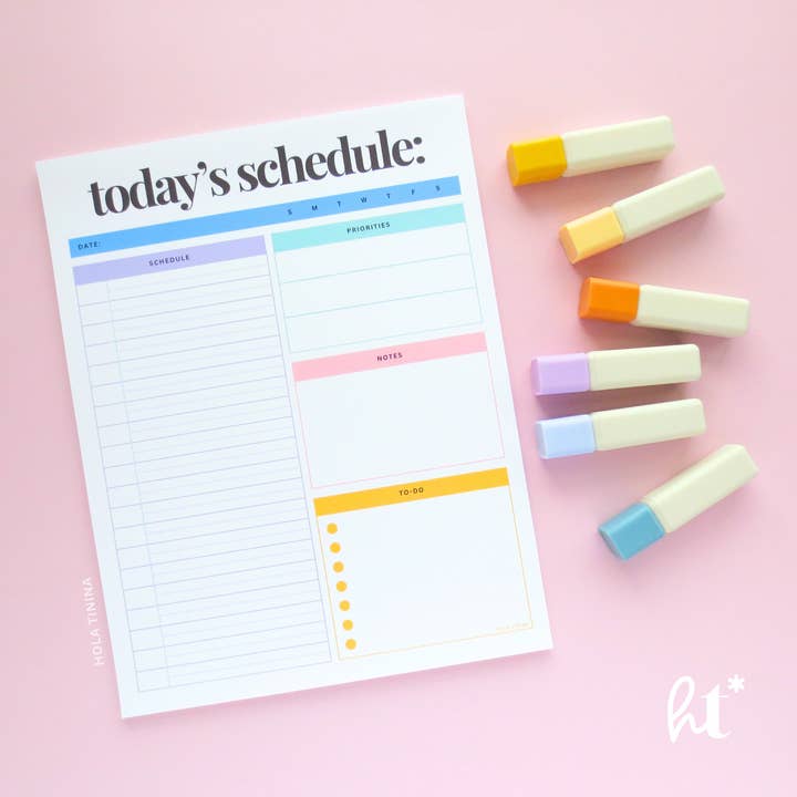 Täglicher Heutiger Zeitplan Notizblock Planer für den Großhandel von Hola Tinina