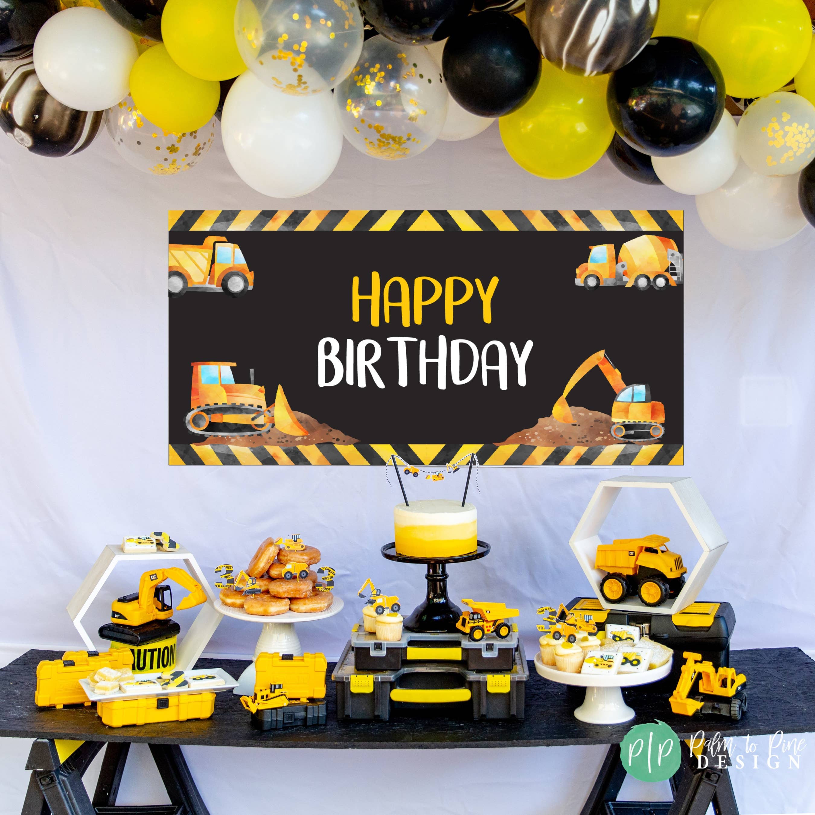 Palm to Pine Design - Wholesale Party Sign/Banner - Construction Birthday Banner for Boys, Printed on Vinyl2
