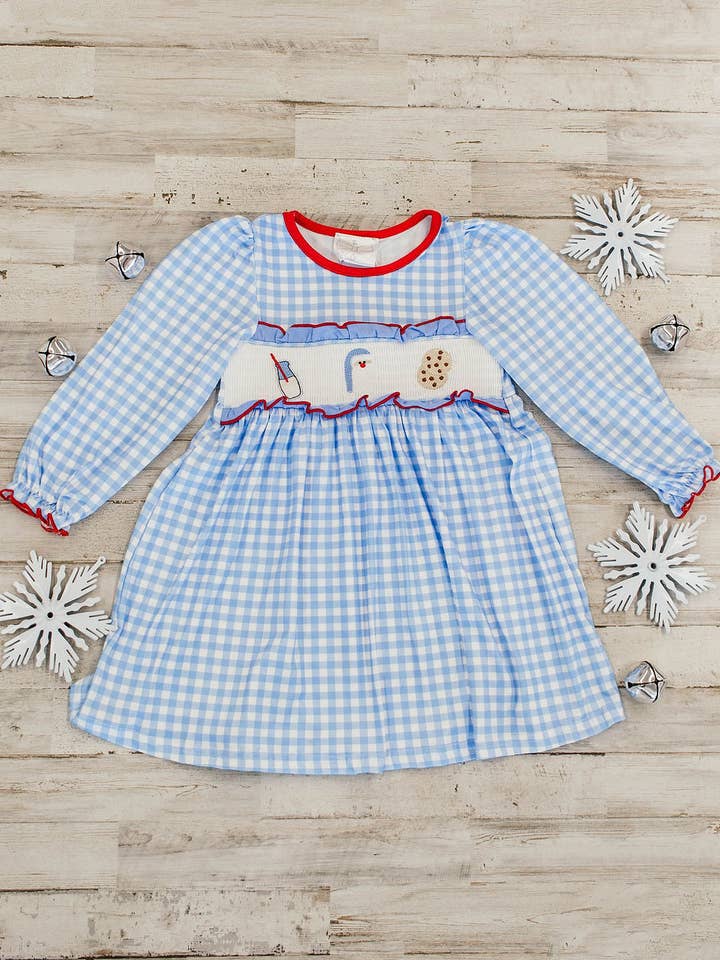 The Hair Bow Company - Wholesale Dress - Kids - Christmas Milk & Cookies Smocked Dress0