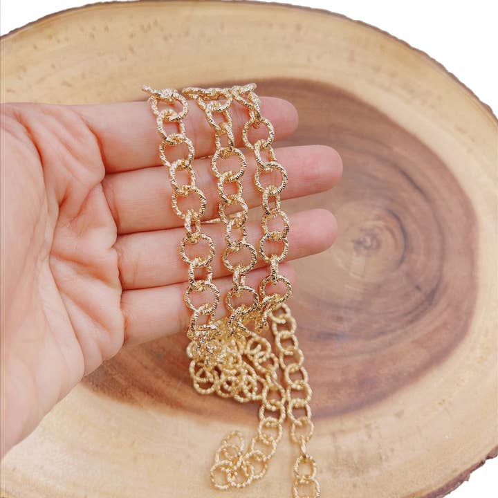 Chaîne fantaisie Rolo Rope Cable Roll plaquée or (gold filled) au pied CH284 pour la vente par Beads Creation