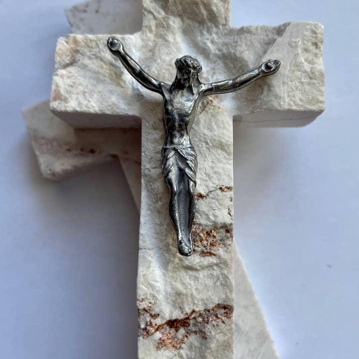 Holy Land Wood and Stone - Wholesale Wall Cross - Jerusalem Stone Comfort Cross with Crucifix2