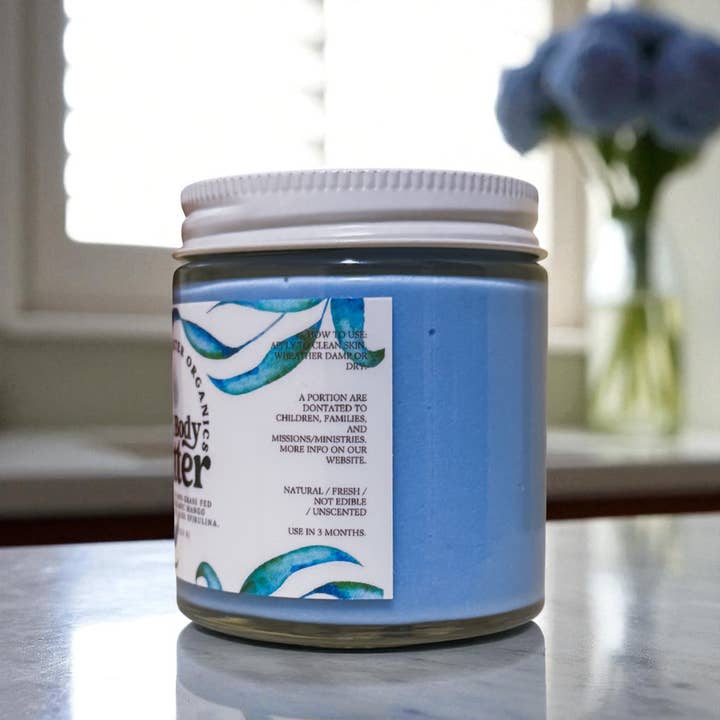 Living Water Organics - Wholesale Body Balm/Butter - Aqua Tallow Body Butter with Organic Blue Spirulina2