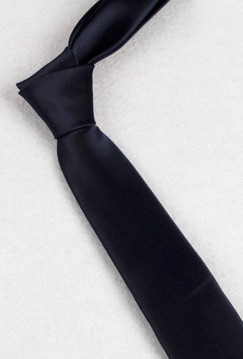 Yves Enzo - Vente Cravate – homme - Cravate satinée - Bleu marine2