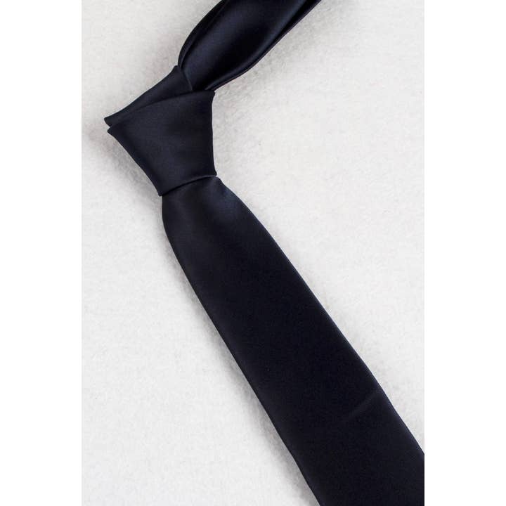 Yves Enzo - Wholesale Necktie - Men's - Satin tie - Navy blue2